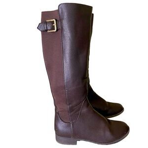 Bass Jeannette Equestrian Brown Pebbled Vegan Leather Tall Riding Boots Classic